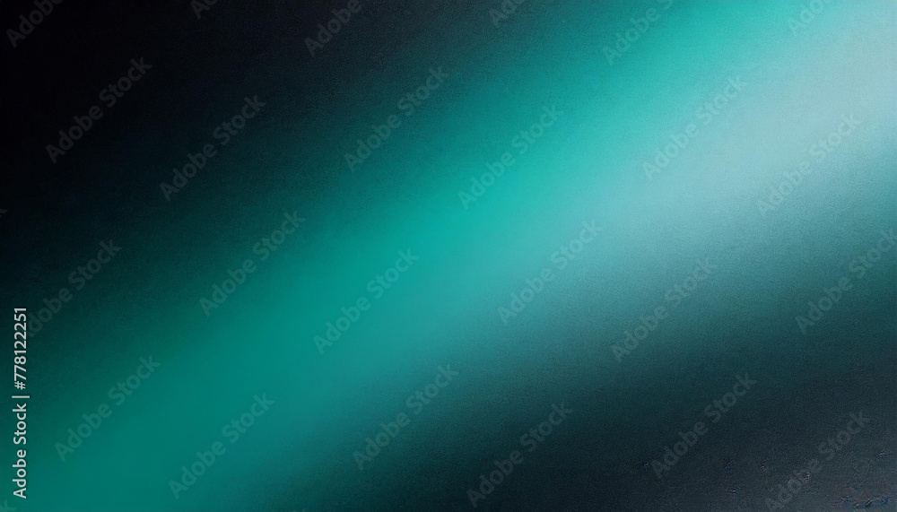 Teal blue green black color gradient background grainy texture effect dark technology abstract banner design, copy space