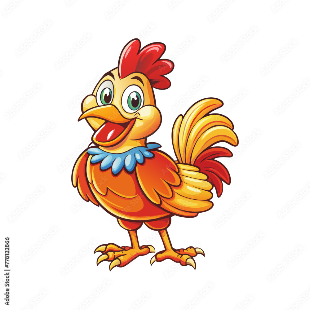 A Funny Cartoon Happy Chicken