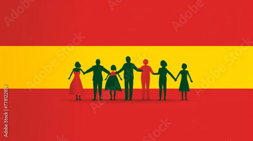 Group of Guinea people gathering hands vector silhouette, unity or support idea, hand gathering silhouette on Guinea flag, teamwork and togetherness concept, union of society 
