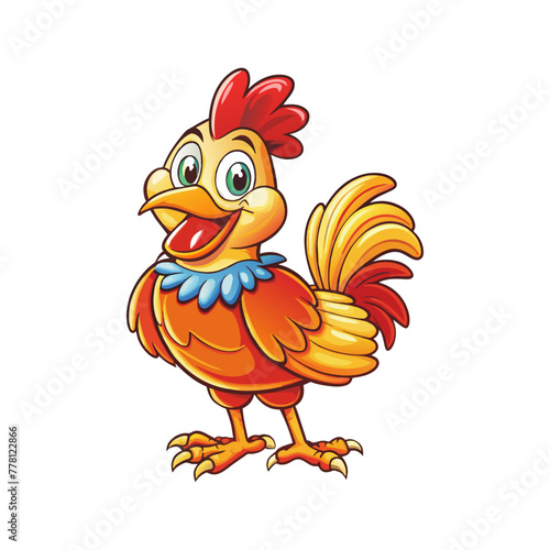 A Funny Cartoon Happy Chicken