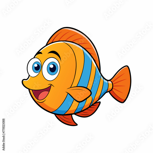 A Colorful Discus Fish on White Background