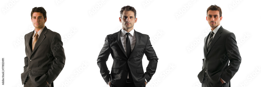 set of confident businessman isolated on transparent background set of confident businessman isolated on transparent background