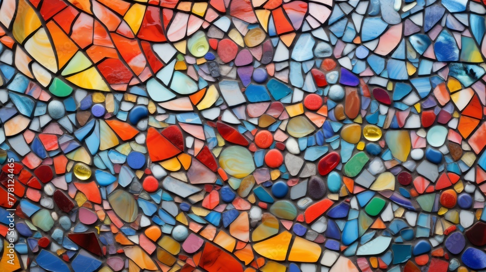 Mosaic of colorful elements converging into a captivating abstract Mosaic of colorful elements converging into a captivating abstract