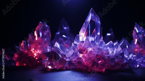 Crystals growing in accelerated time-lapse, glowing faintly in the dark.