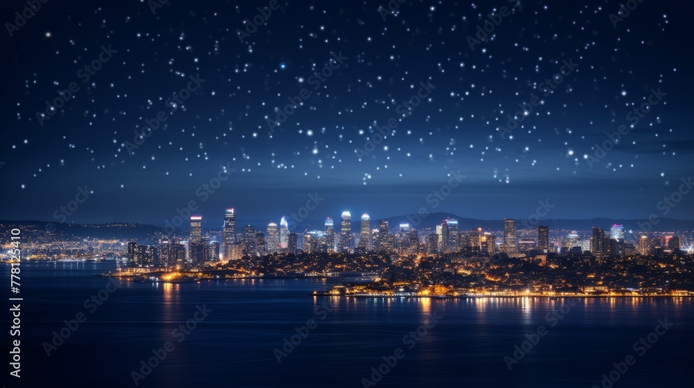 Sparkling city lights at twilight
