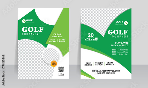 golf tournament championship flyer brochure cover leaflet design template, golf annual sports event vector illustrator. 