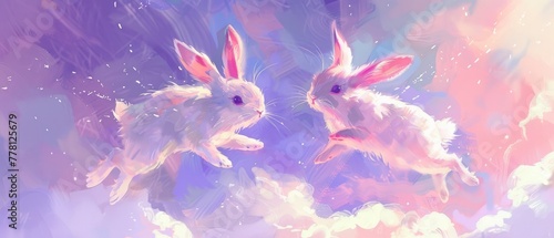 A dramatic rabbit fight in midair