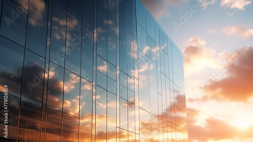 modern glass building Reflecting the evening sun