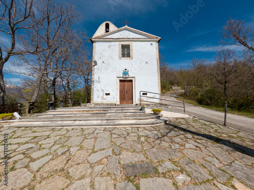 Small sanctuary of the Madonna delle Grazie located on a hill in the Molise region, Italy