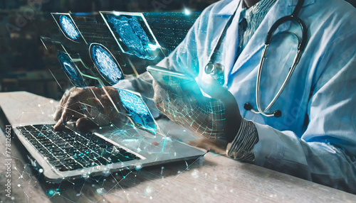 Artificial Intelligence in Healthcare Diagnosis, artificial intelligence in healthcare diagnosis with an image showing AI algorithms analyzing medical images © Merlin