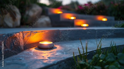 Row of Lit Candles on Stone Wall