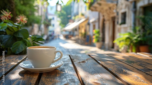 Cup of Coffee on Wooden Table