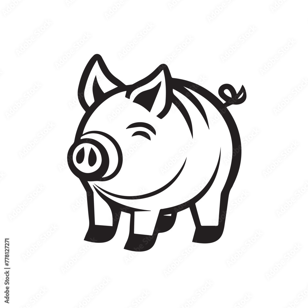 Piggy Bank in cartoon, doodle style . Image for t-shirt, web, mobile apps and ui. Isolated 2d vector illustration in logo, icon, sketch style, Eps 10, black and white. AI Generative