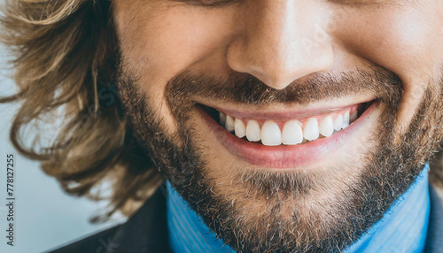 Beautiful naturally white teeth for men photo