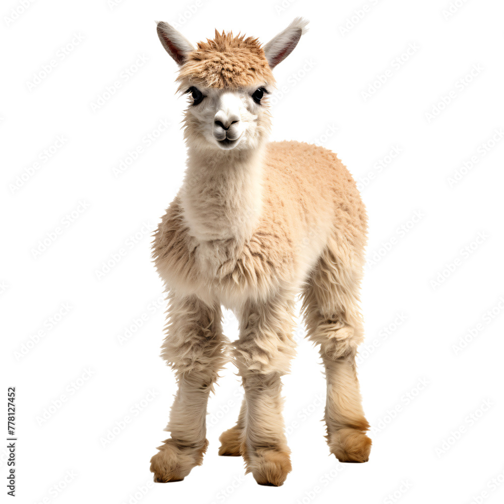 Fototapeta premium a baby llama standing on a white background