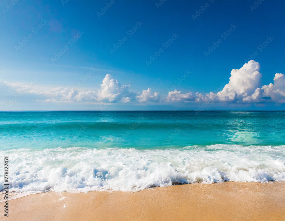 blue sea and sky background; bright summer vacation, holiday concept