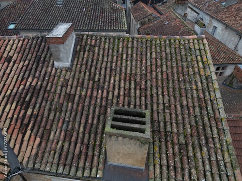 Drone top view of the roofs of Perigueux in France