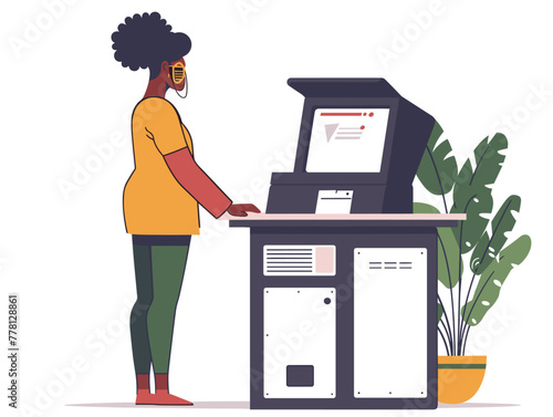 citizen participates in digital voting with animated style