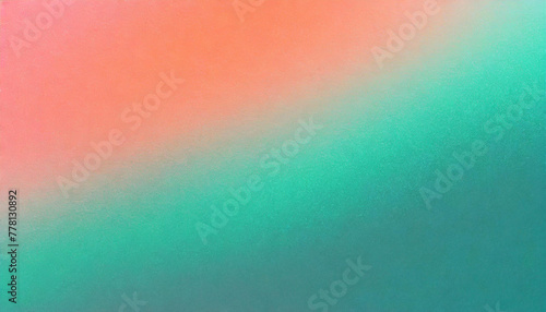 Orange teal green pink abstract grainy gradient background noise texture effect summer poster design