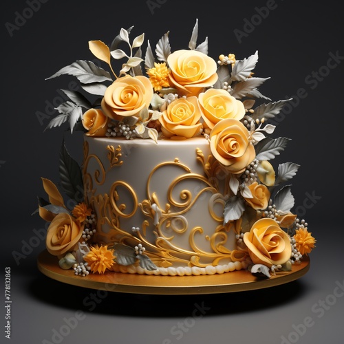 a cake with flowers on it