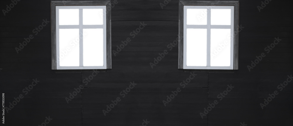 mock up. window frame in new brown wooden house wall. mockup exterior background. White plastic modern window. mock-up. template. mock up. window frame in new brown wooden house wall. mockup exterior background. White plastic modern window. mock-up. template.