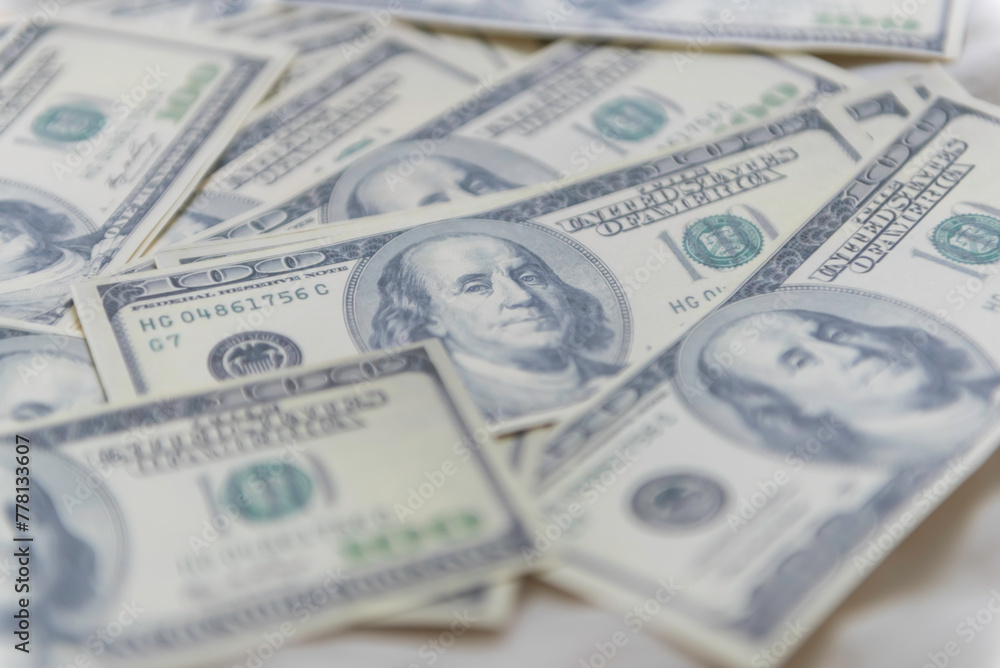 Close-up of dollar currency Money Pile $100 dollar bills. Fiancial concept. Close-up of dollar currency Money Pile $100 dollar bills. Fiancial concept.