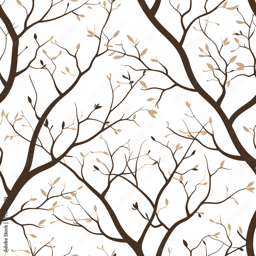 Vector Seamless Watercolor Pattern colorful Design a colorful vintage background with brown branches and leaves
