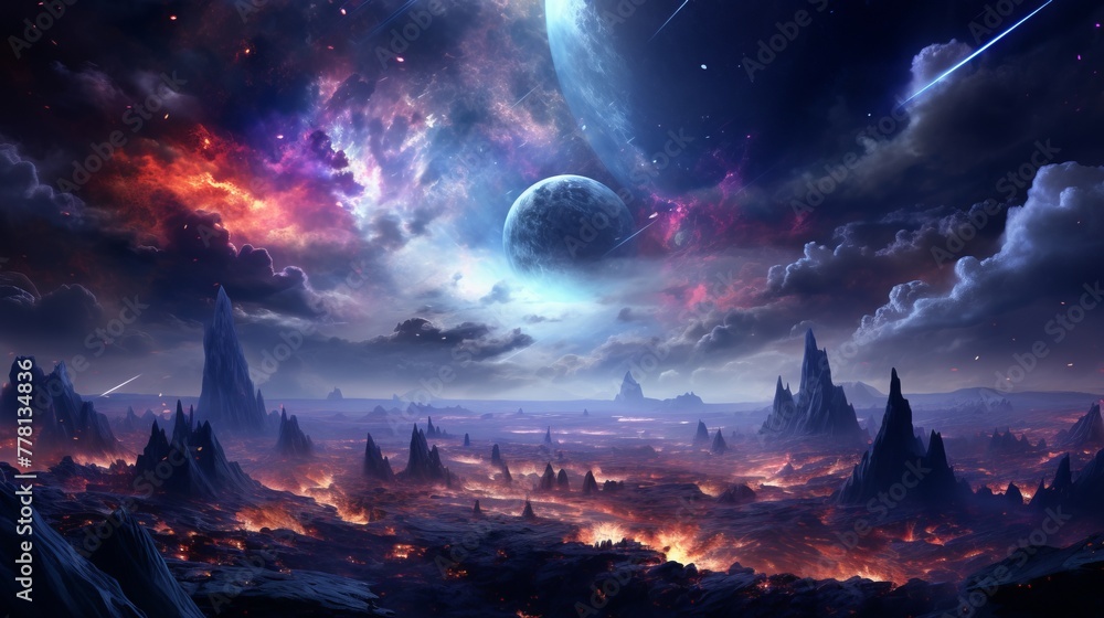 A digital painting of a fantasy hyper space scene