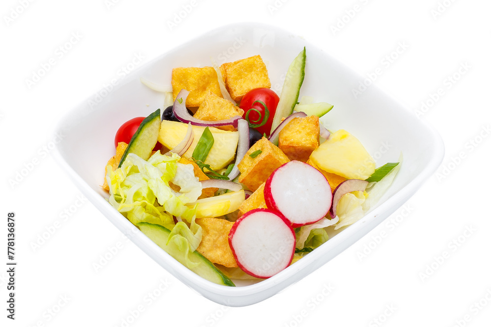 Salad with radish, cucumber, radish, onion and cheese Salad with radish, cucumber, radish, onion and cheese