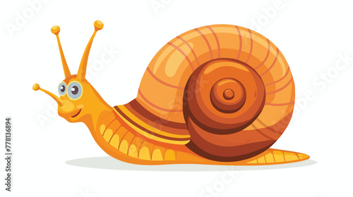 Cartoon happy snail isolated on white background Flat