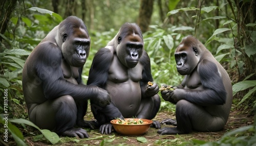 A-Family-Of-Gorillas-Sharing-A-Meal-Together-In-Th-Upscaled_6 1