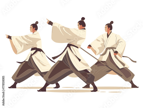 martial artists training in a dojo