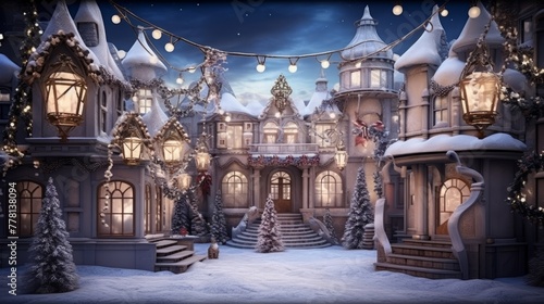 Enchanting christmas wonderland backdrop with magical ambiance.