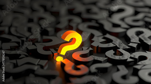 3d question marks on black background