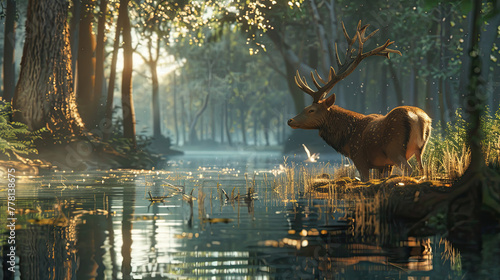 deer in the river