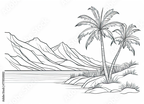 tropical island with palm trees