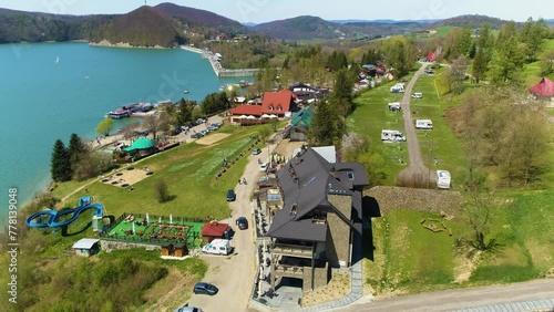 Beautiful Solina And Sztygarka Hetmanska Aerial View Bieszczady Mountains Poland photo