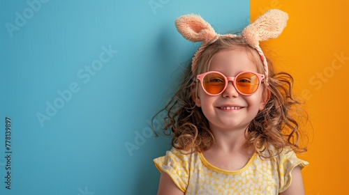 Little Girl in Bunny Ears and Sunglasses
