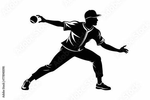 baseball player full body view silhouette black vector illustration © Mohammad
