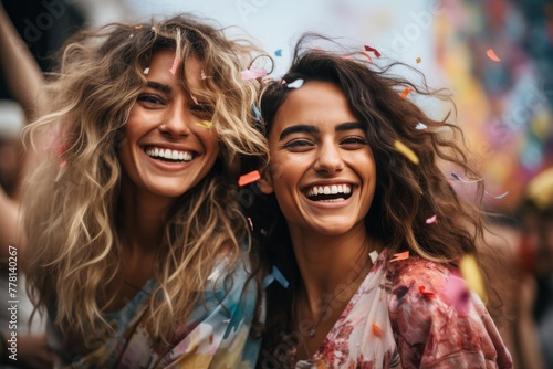 Joyful Friends Celebrating with Confetti