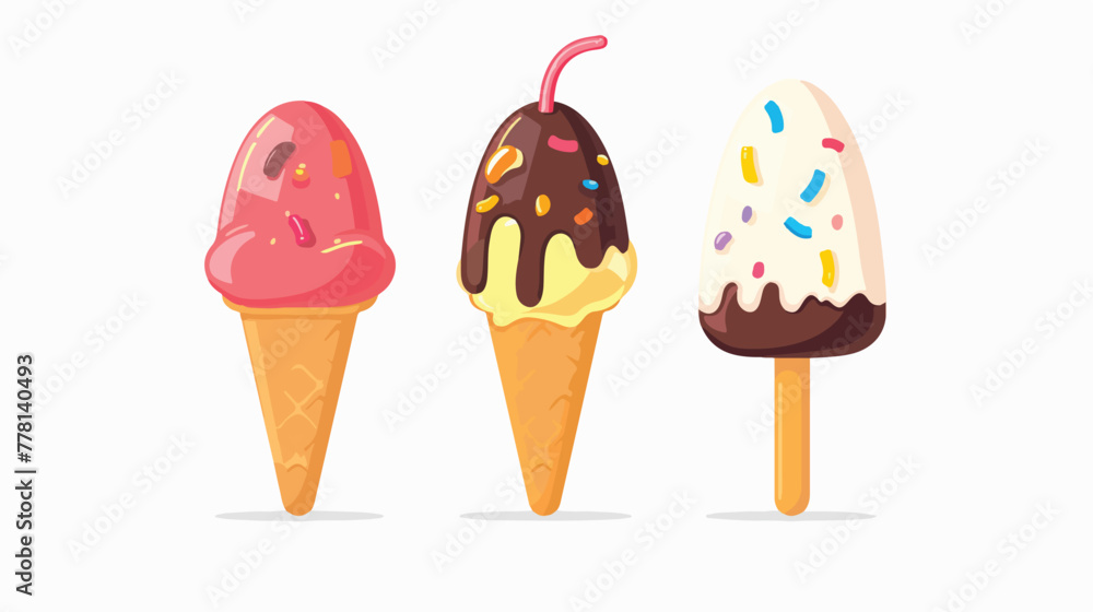 Lolly ice cream Flat vector isolated on white background