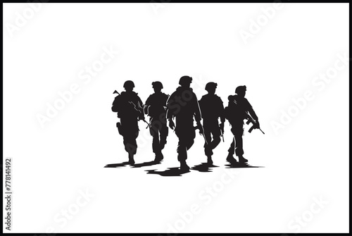 Army, Soldiers, Silhouette, Military, Defense, Patriotism, National service, Camouflage, Warfare, Brave, Valor, Heroic, Sacrifice, Duty, Honor, Courage, Uniform, Combat, Troops, Armed forces, Special  © Amazinart
