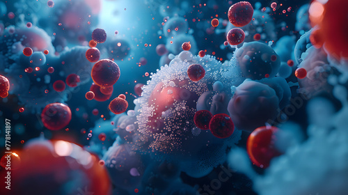 A closeup of cells and particles in the human body #778141897