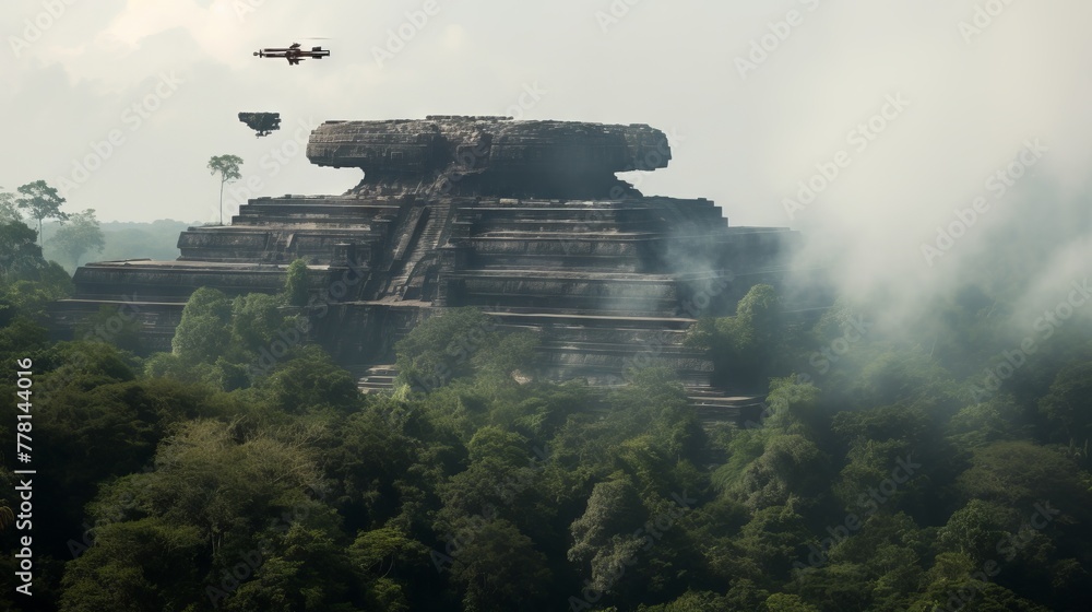 Fototapeta premium A uap sighting over an ancient temple