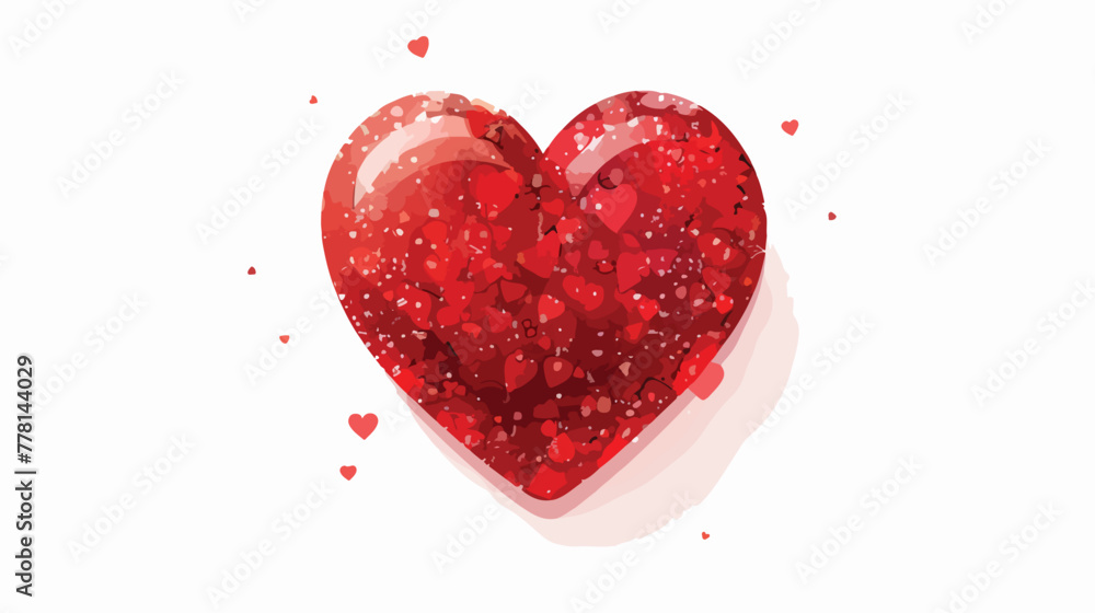 Red Valentines heart isolated on white background. Vector