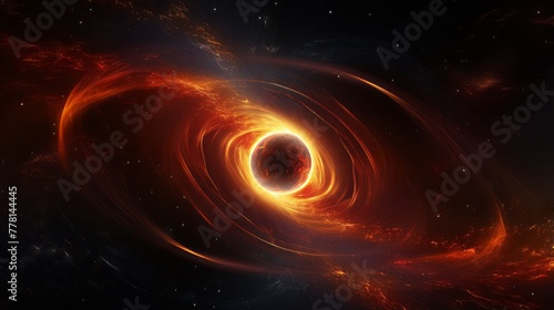 An artistic depiction of a quasar's intense energy emissions