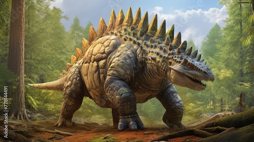 An artist s rendering of a stegosaurus with its iconic dorsal plates