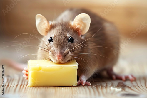 Rat eating peanut butter