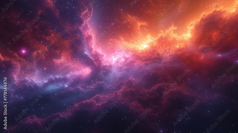 Fototapeta premium a colorful sky filled with lots of stars and a star filled sky with lots of stars and a red and blue cloud.