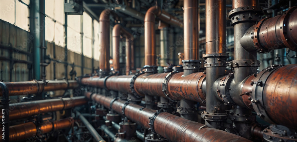 Pipes and valves inside the factory engine. Pipes and valves inside the factory engine.